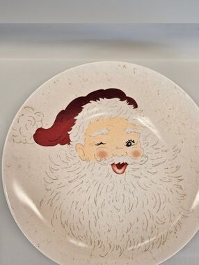 Pottery Barn Santa Platter Christmas Crackle Serving Plate Nostalgic 15” Rare
